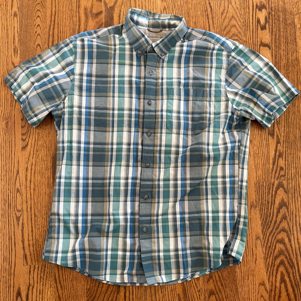 Eddie Bauer Travex plaid button down shirt size L